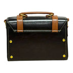 Vegan Leather Bag – Handmade Structured Box Bag with Caramel Brown Strap & Gold Hardware by navichi