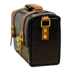 Vegan Leather Bag – Handmade Structured Box Bag with Caramel Brown Strap & Gold Hardware by navichi