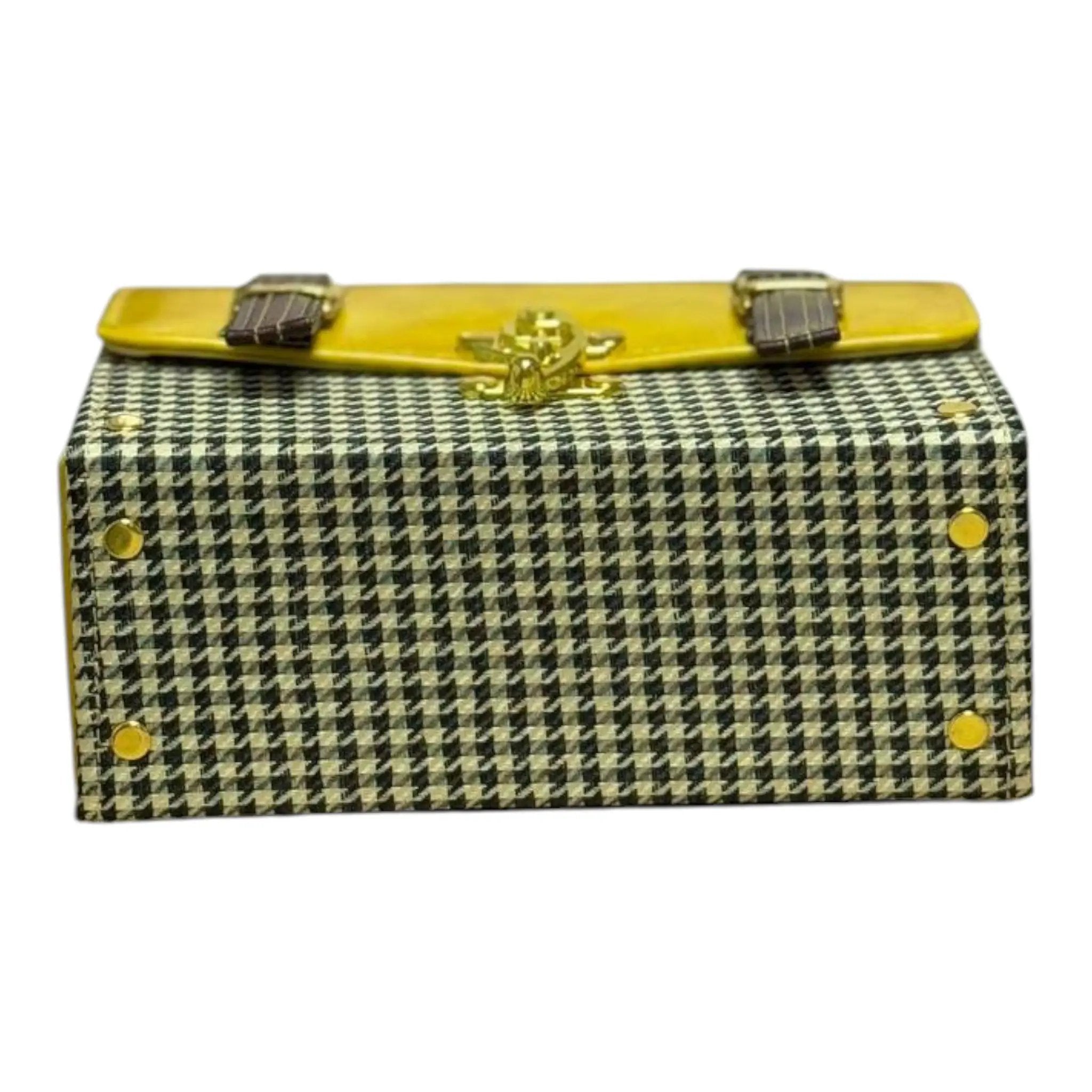 Vegan Leather Satchel – Handmade Structured Mustard Yellow Crossbody Bag 21x15x9 cm by navichi