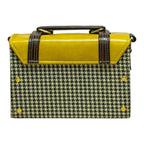 Vegan Leather Satchel – Handmade Structured Mustard Yellow Crossbody Bag 21x15x9 cm by navichi