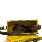 Vegan Leather Satchel – Handmade Structured Mustard Yellow Crossbody Bag 21x15x9 cm by navichi