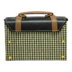 Vegan Leather Handbag – Handmade French Shoulder Bag | Black Houndstooth Purse by navichi