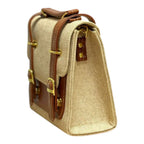 Vegan Leather Backpack – French Style Canvas Structured Beige Bag With Durable Vegan Leather by navichi