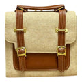Vegan Leather Backpack – French Style Canvas Structured Beige Bag With Durable Vegan Leather by navichi