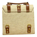 Vegan Leather Backpack – French Style Canvas Structured Beige Bag With Durable Vegan Leather by navichi
