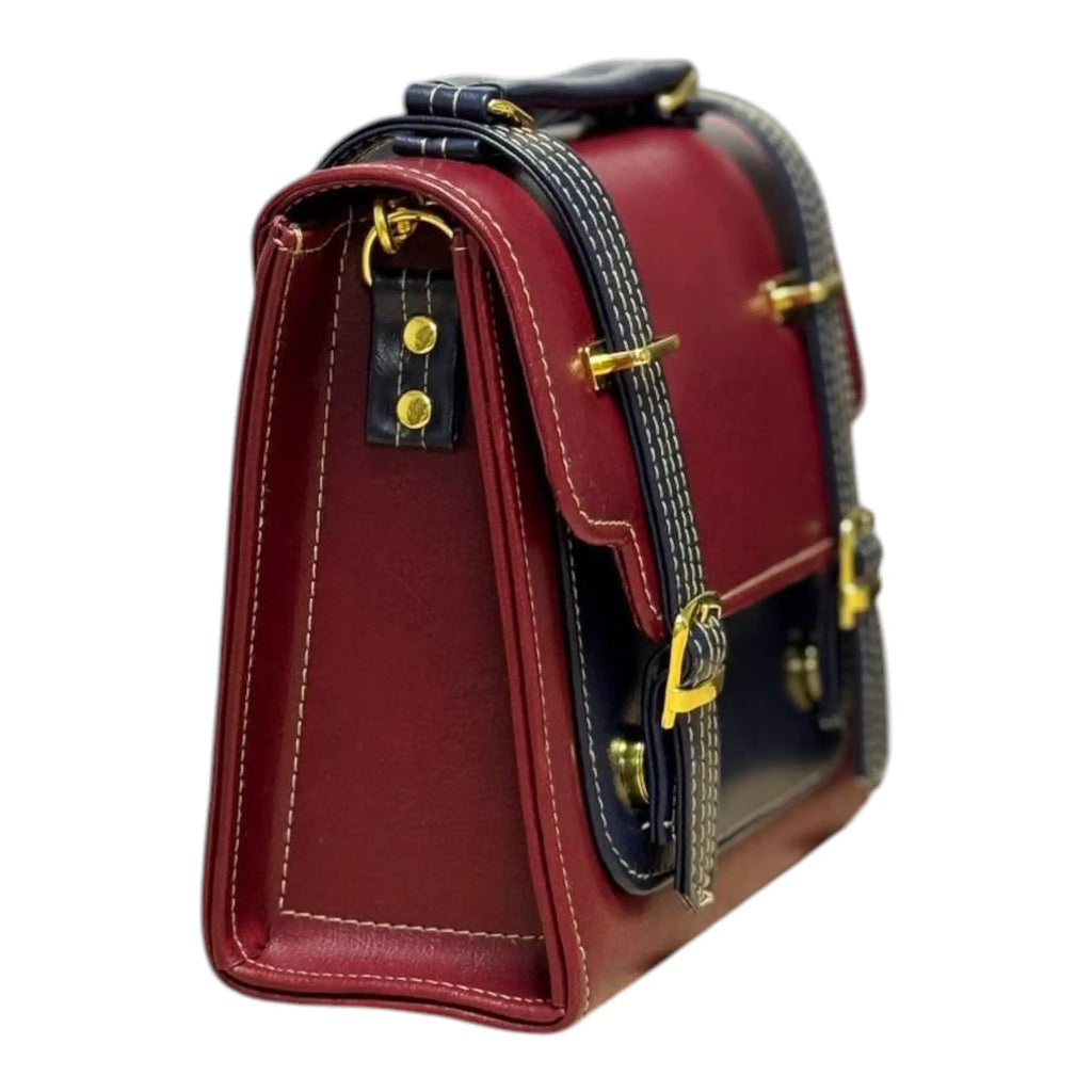 Vegan Leather Backpack – Handmade French Structured Burgundy Bag with Adjustable Straps by navichi