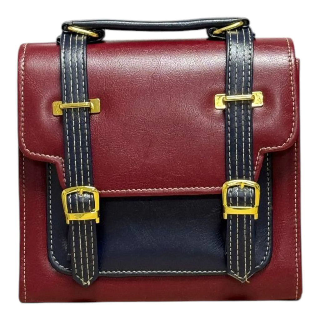 Vegan Leather Backpack – Handmade French Structured Burgundy Bag with Adjustable Straps by navichi