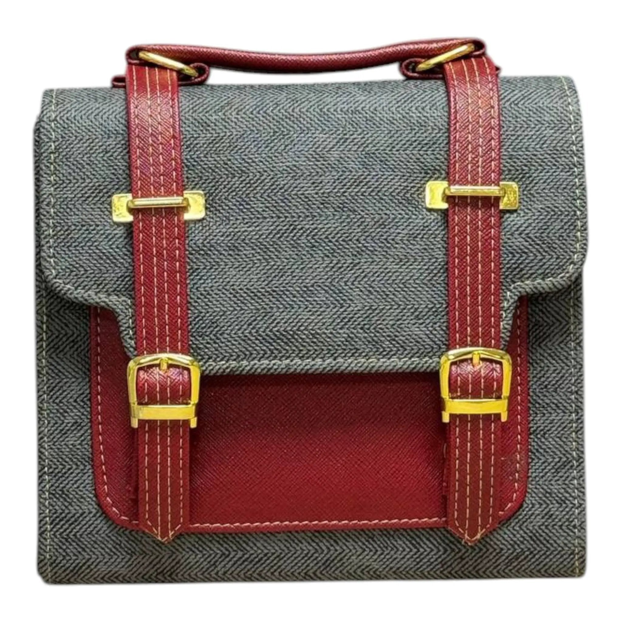 Vegan Leather Backpack – Handmade French Structured Shoulder Bag With Gold Hardware by navichi