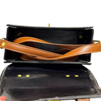 Vegan Leather Bag – Handmade Structured Box Bag with Caramel Brown Strap & Gold Hardware by navichi