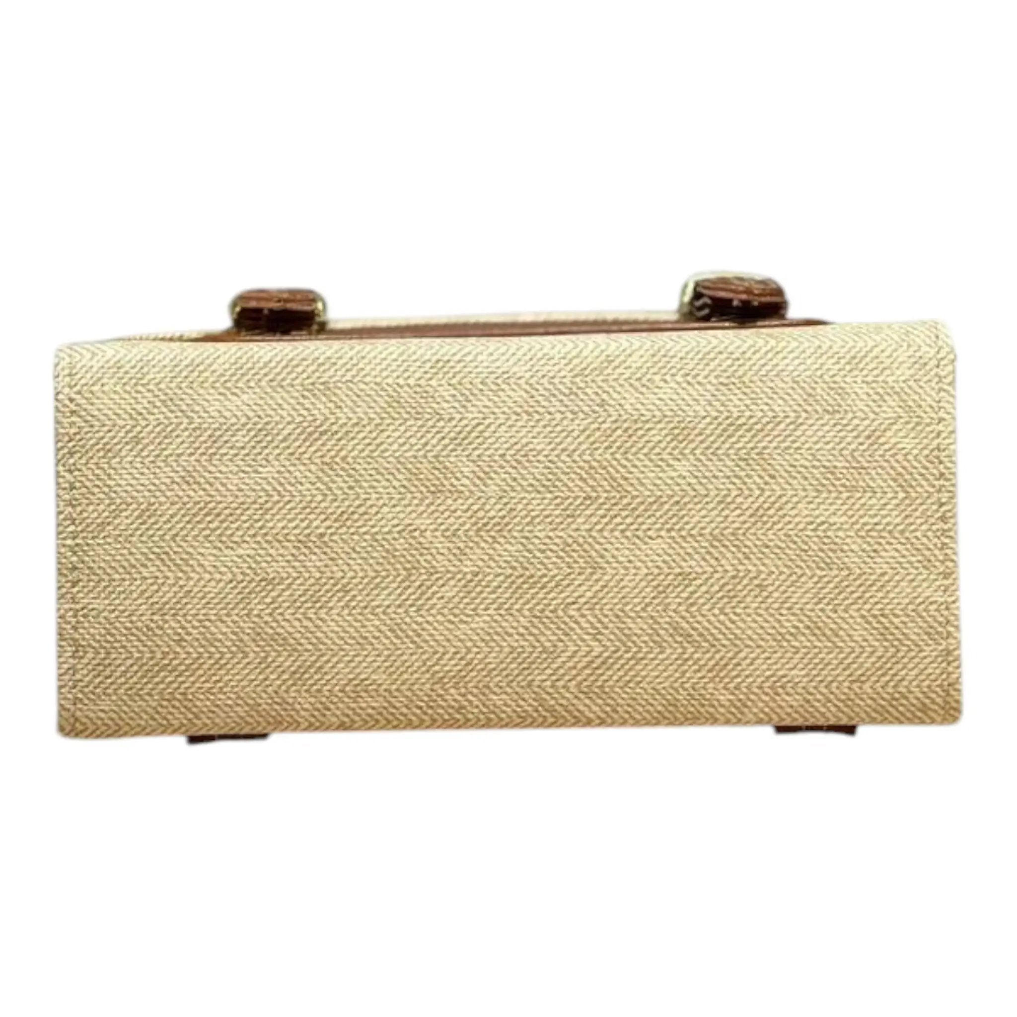 Vegan Leather Backpack – French Style Canvas Structured Beige Bag With Durable Vegan Leather by navichi