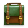 Vegan Leather Satchel – Handmade Forest Green French Style Structured Shoulder Bag by navichi