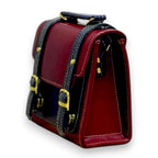 Vegan Leather Satchel – Structured Burgundy French Style Bag With Adjustable Straps by navichi