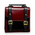 Vegan Leather Satchel – Structured Burgundy French Style Bag With Adjustable Straps by navichi