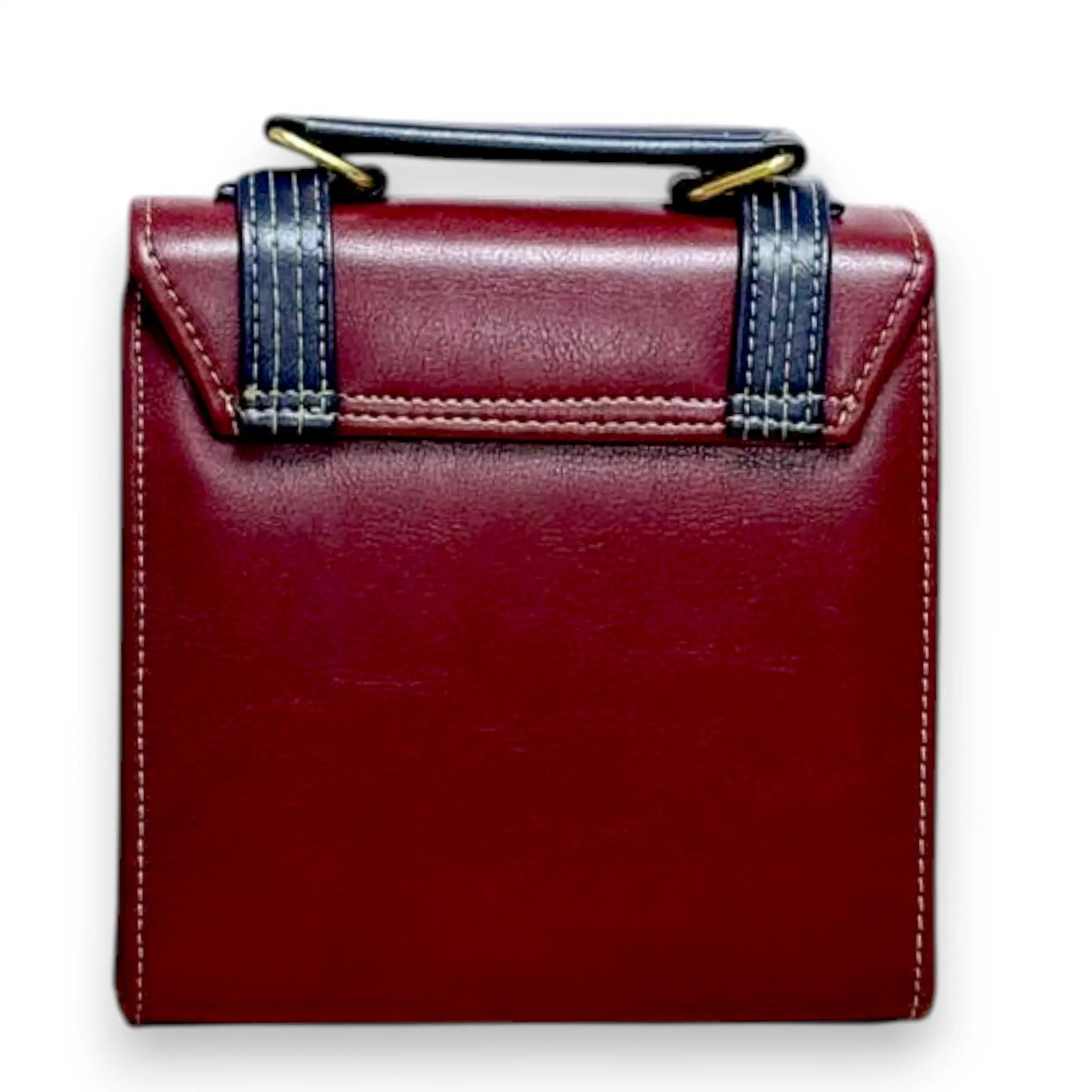 Vegan Leather Satchel – Structured Burgundy French Style Bag With Adjustable Straps by navichi
