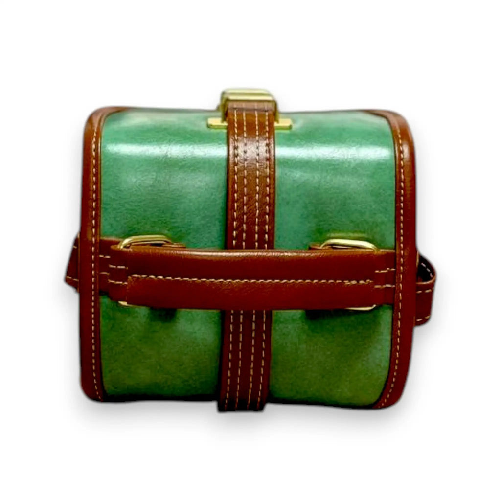 Vegan Leather Crossbody – Handmade Forest Green Bag with Houndstooth Flap by navichi