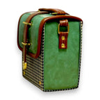 Vegan Leather Crossbody – Handmade Forest Green Bag with Houndstooth Flap by navichi