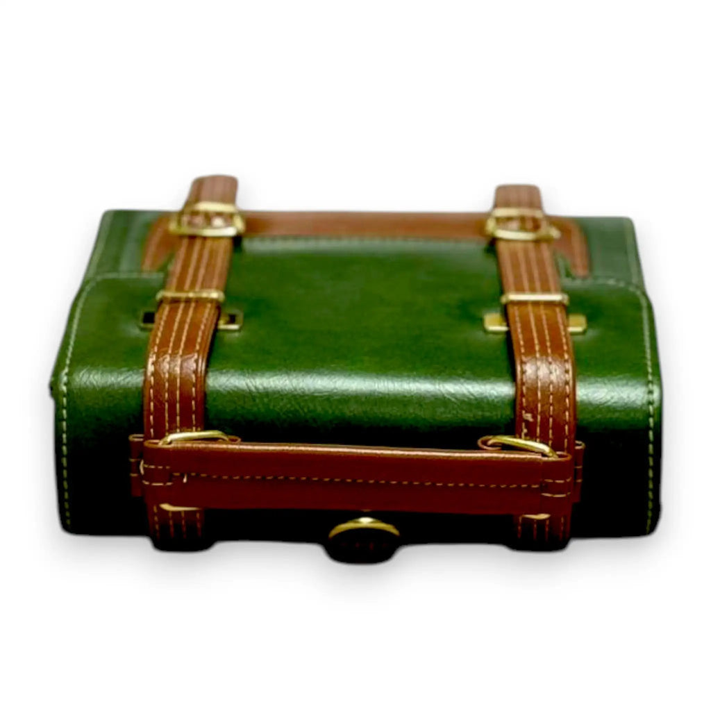 French Vegan Leather Backpack – Handmade Green Brown Bag | Structured Shoulder Bag by navichi