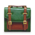 French Vegan Leather Backpack – Handmade Green Brown Bag | Structured Shoulder Bag by navichi