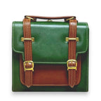 French Vegan Leather Backpack – Handmade Green Brown Bag | Structured Shoulder Bag by navichi