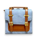 Vegan Leather Backpack – Handmade Blue Canvas Satchel With Classic Buckle Closure by navichi
