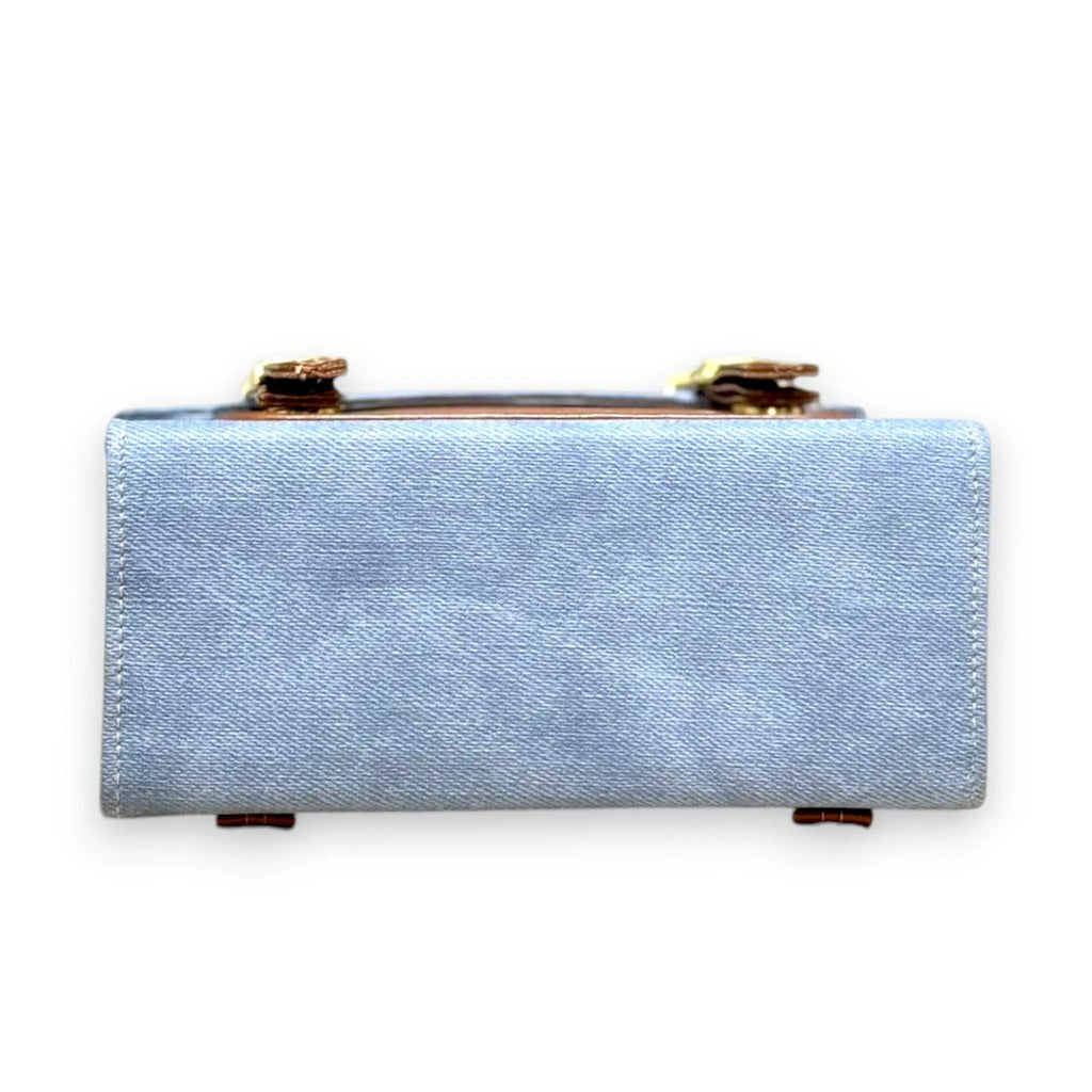 Vegan Leather Backpack – Handmade Blue Canvas Satchel With Classic Buckle Closure by navichi