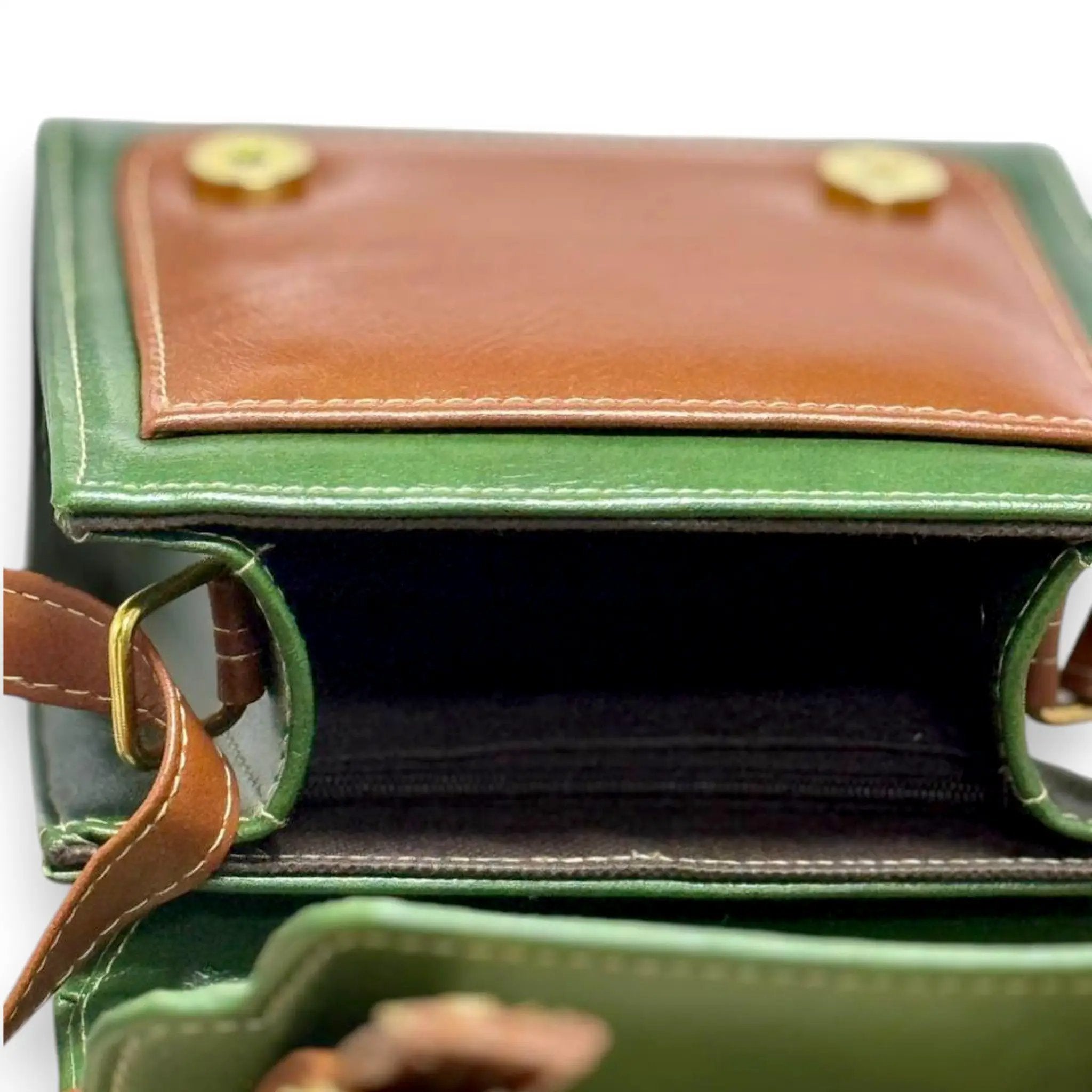 French Vegan Leather Backpack – Handmade Green Brown Bag | Structured Shoulder Bag by navichi