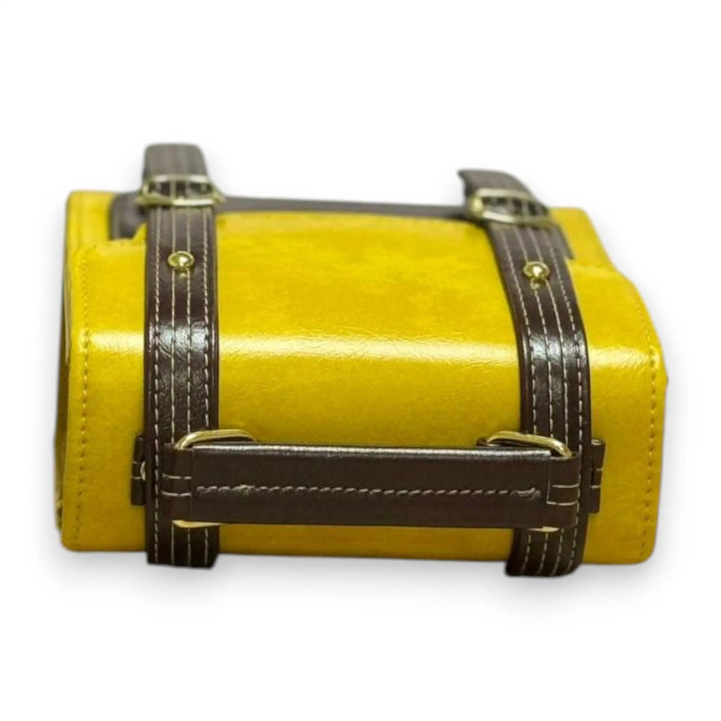 Vegan Leather Satchel – Handmade French Style Structured Shoulder Bag, Mustard Yellow by navichi