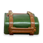Vegan Leather Satchel – Handmade Forest Green French Style Structured Shoulder Bag by navichi