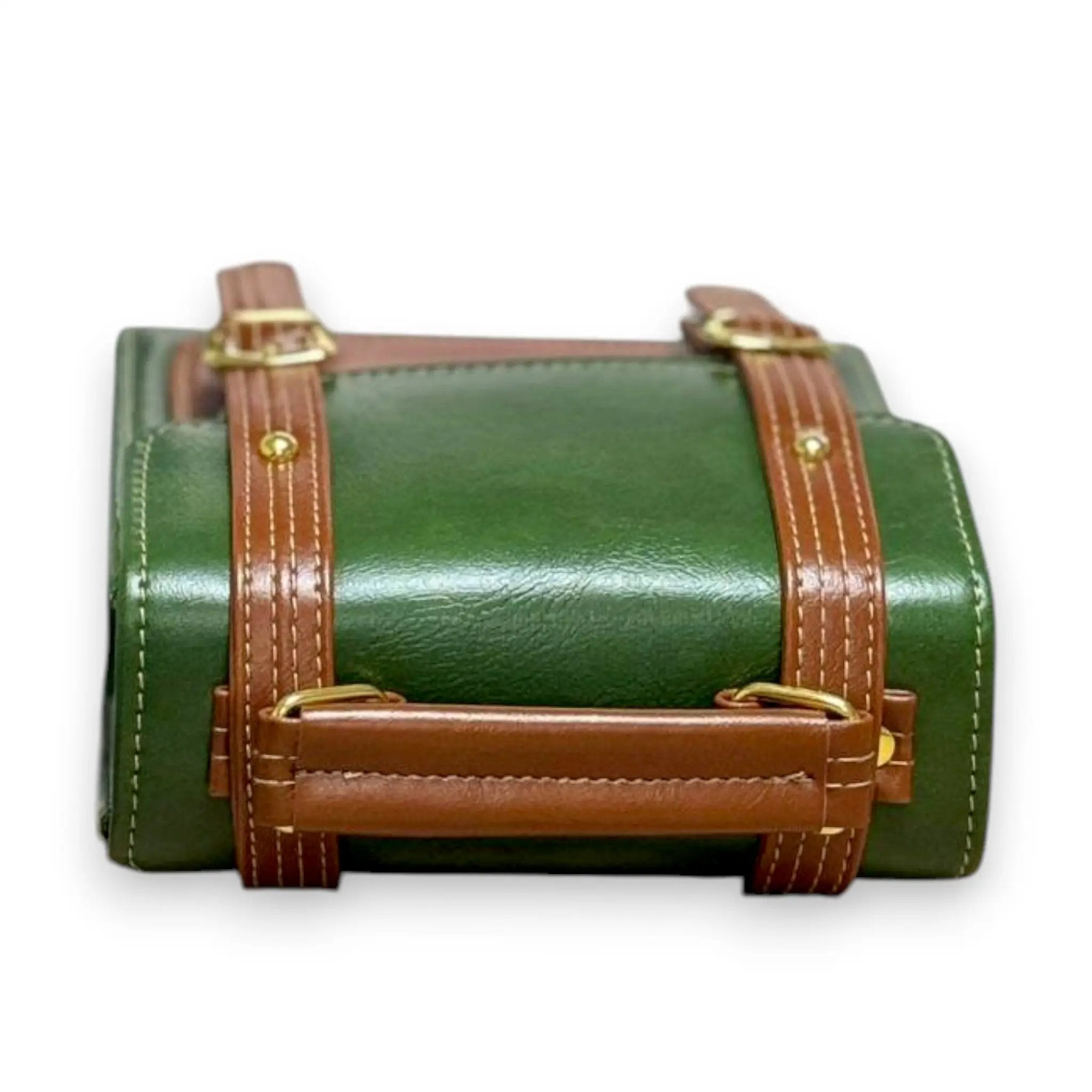 Vegan Leather Satchel – Handmade Forest Green French Style Structured Shoulder Bag by navichi