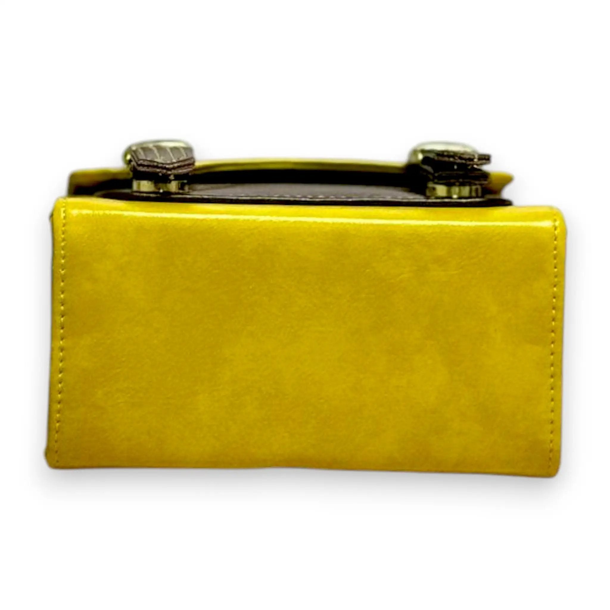 Vegan Leather Satchel – Handmade French Style Structured Shoulder Bag, Mustard Yellow by navichi