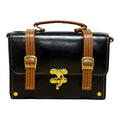 Vegan Leather Bag – Handmade Structured Box Bag with Caramel Brown Strap & Gold Hardware by navichi
