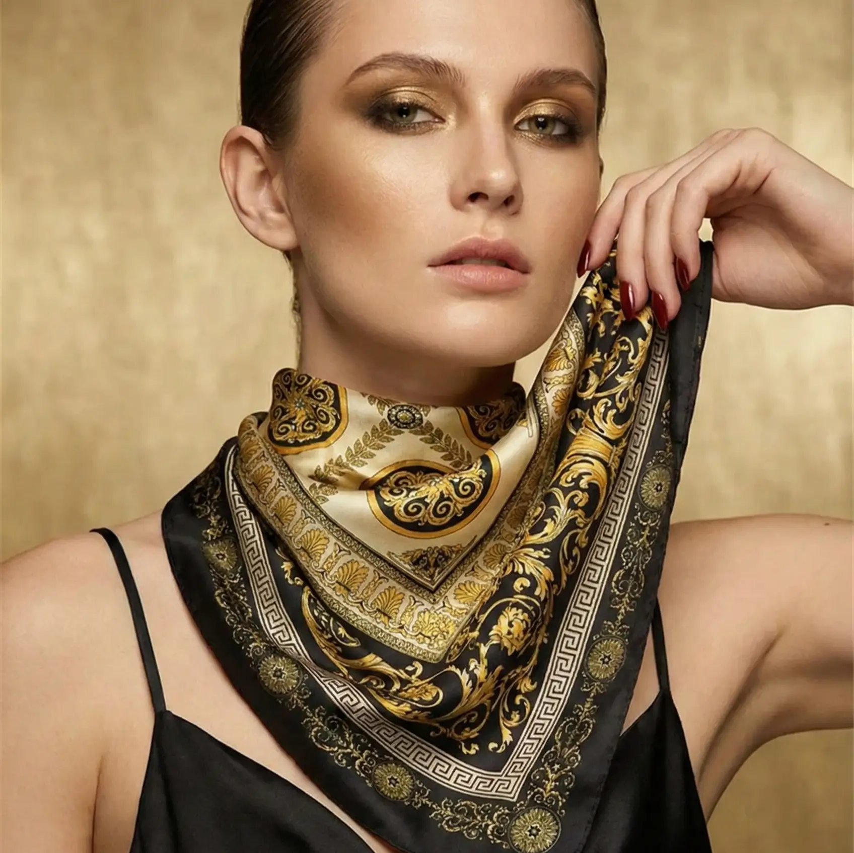 Silk Plaid Scarf – Timeless 70x70 Wrap by Adornity