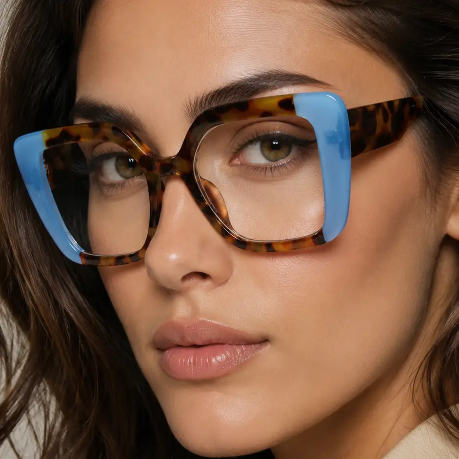 Oversized Square Fashion Blue Light Glasses – Multicolor Frames by Hegichi