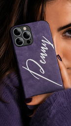 Custom Calligraphy Name Phone Case | Faux Leather | iPhone 11–17 by Hegichi
