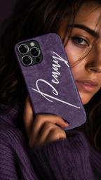 Custom Calligraphy Name Phone Case | Faux Leather | iPhone 11–17 by Hegichi