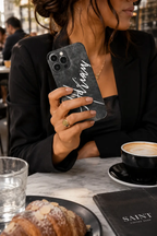 Custom Calligraphy Name Phone Case | Faux Leather | iPhone 11–17 by Hegichi