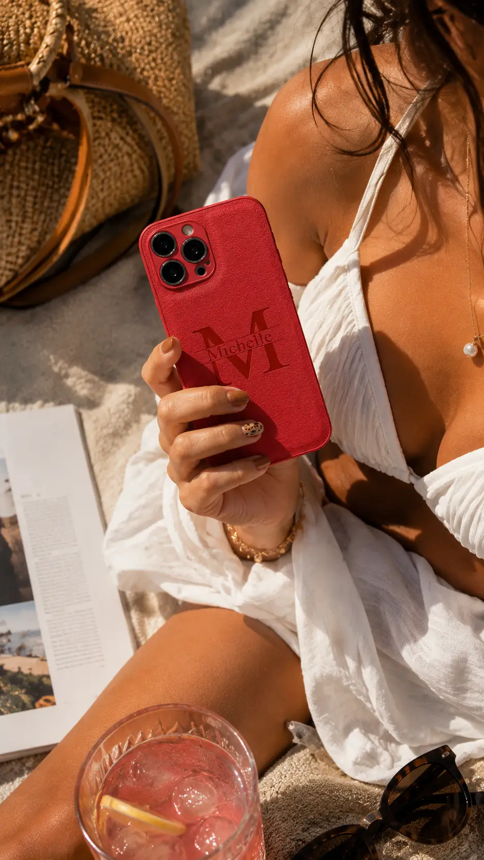 Custom Initials Name iPhone Case | Laser Engraved Leather Cover by Hegichi