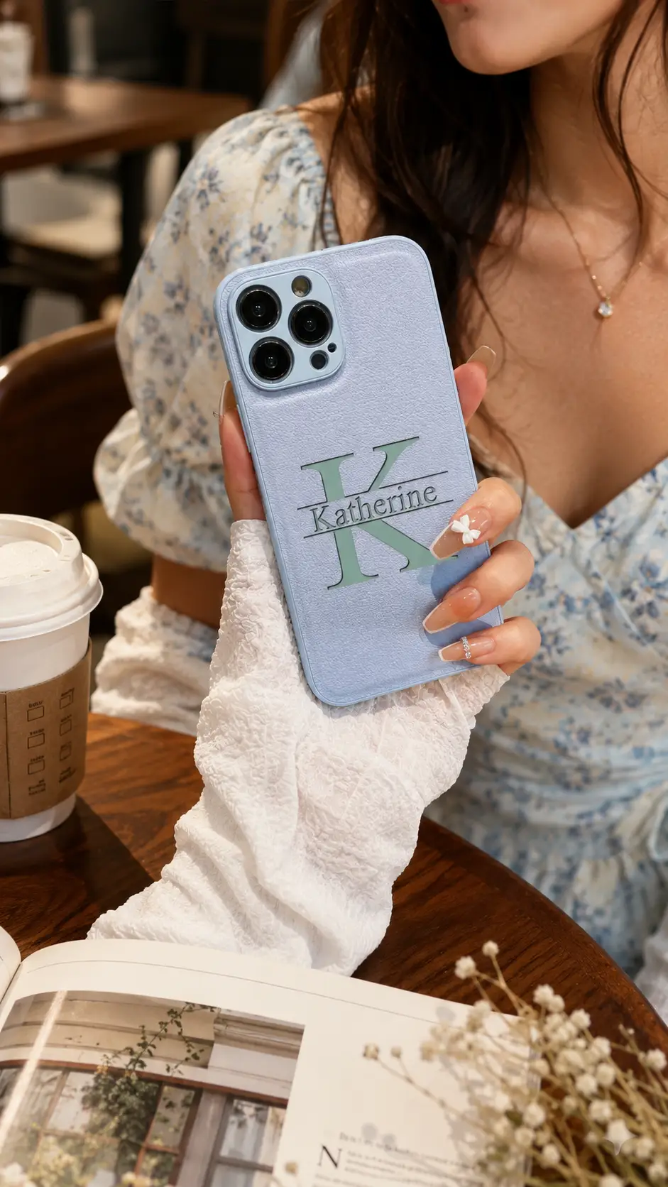 Custom Initials Name iPhone Case | Laser Engraved Leather Cover by Hegichi