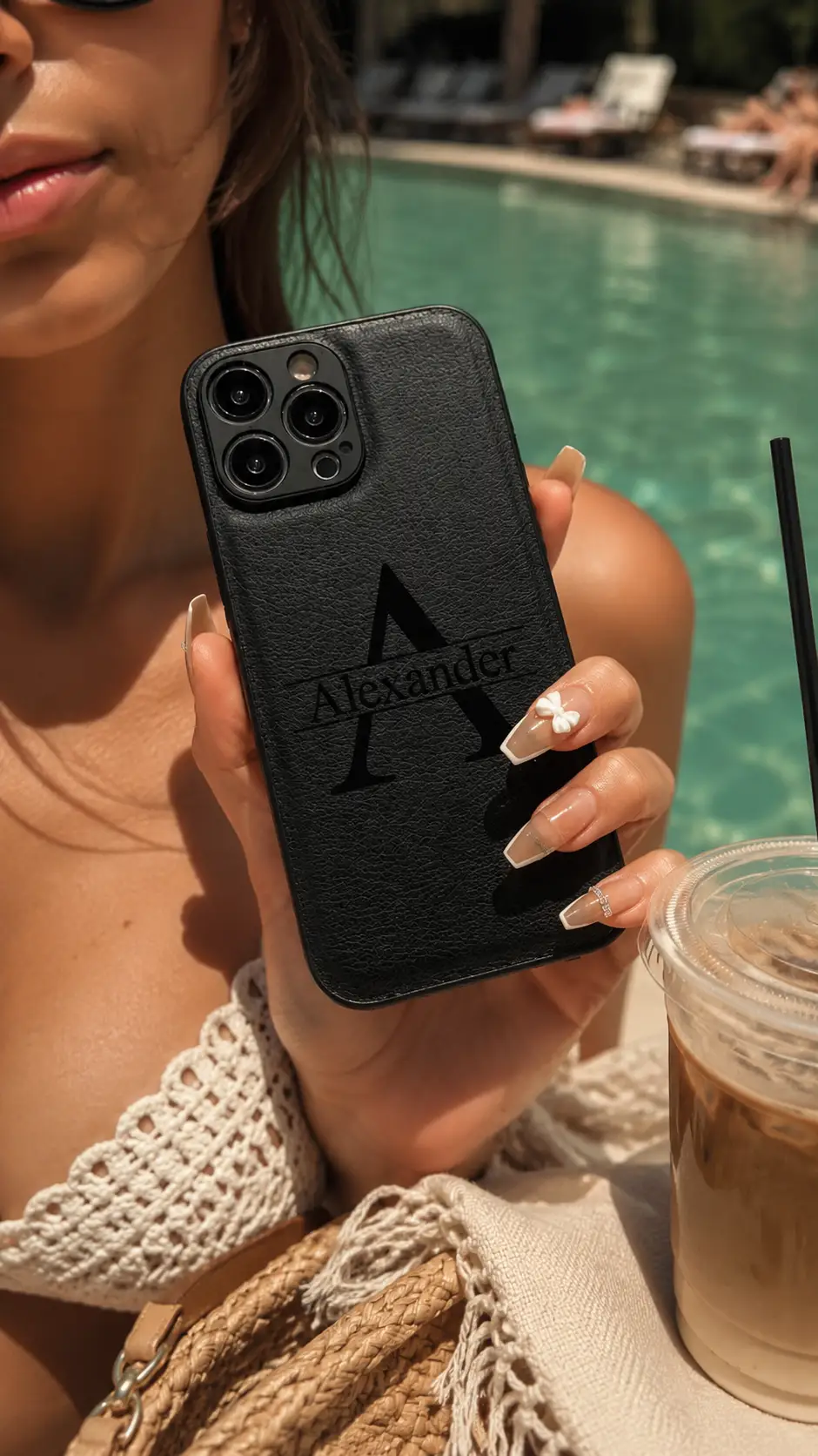 Custom Initials Name iPhone Case | Laser Engraved Leather Cover by Hegichi