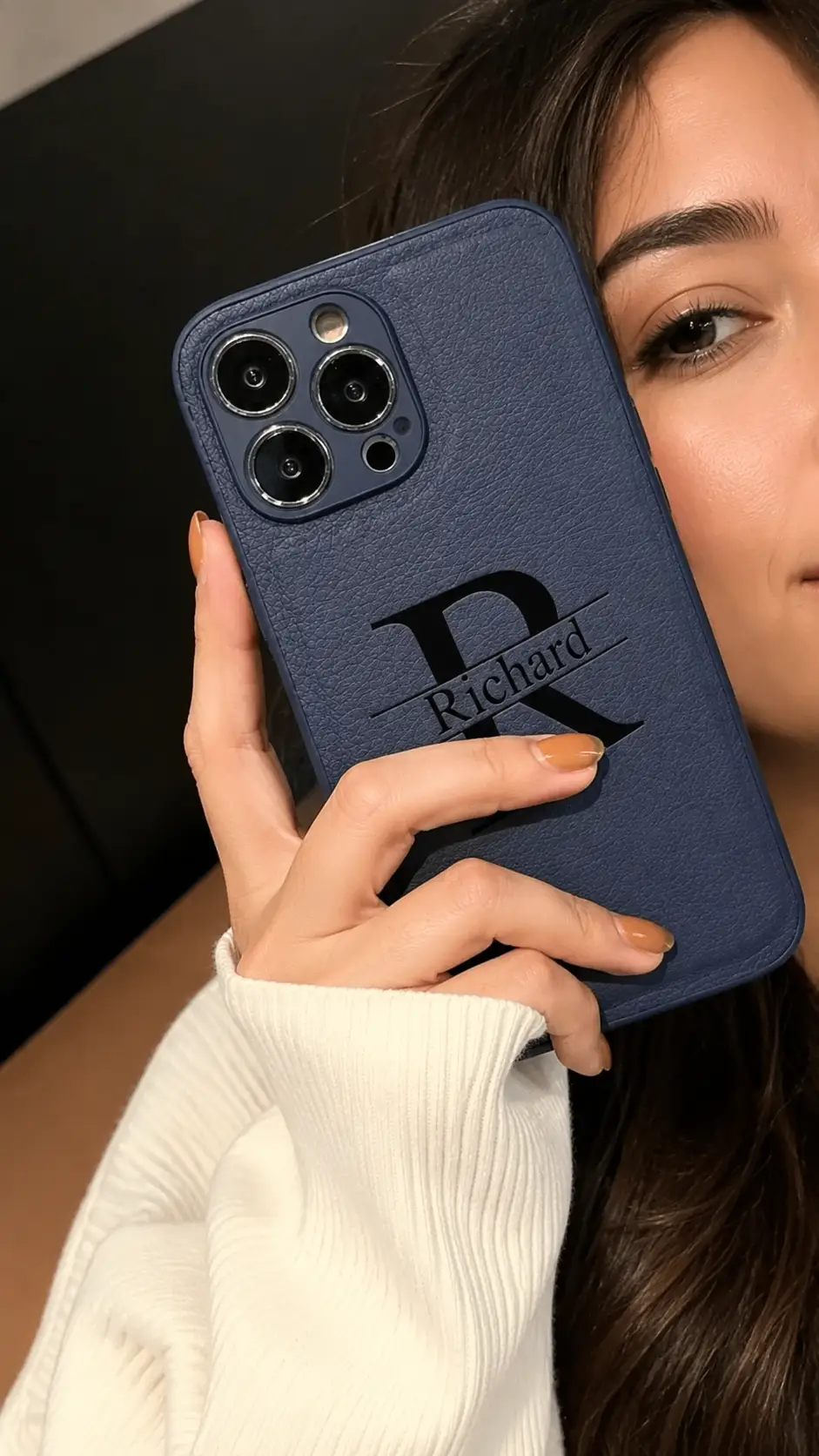 Custom Initials Name iPhone Case | Laser Engraved Leather Cover by Hegichi