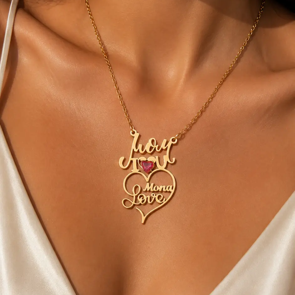 365 New Arrival Custom Name Necklace Personalized Stainless Steel Pendant Necklace for Women Mother Family Jewelry Birthday Gift by Hegichi