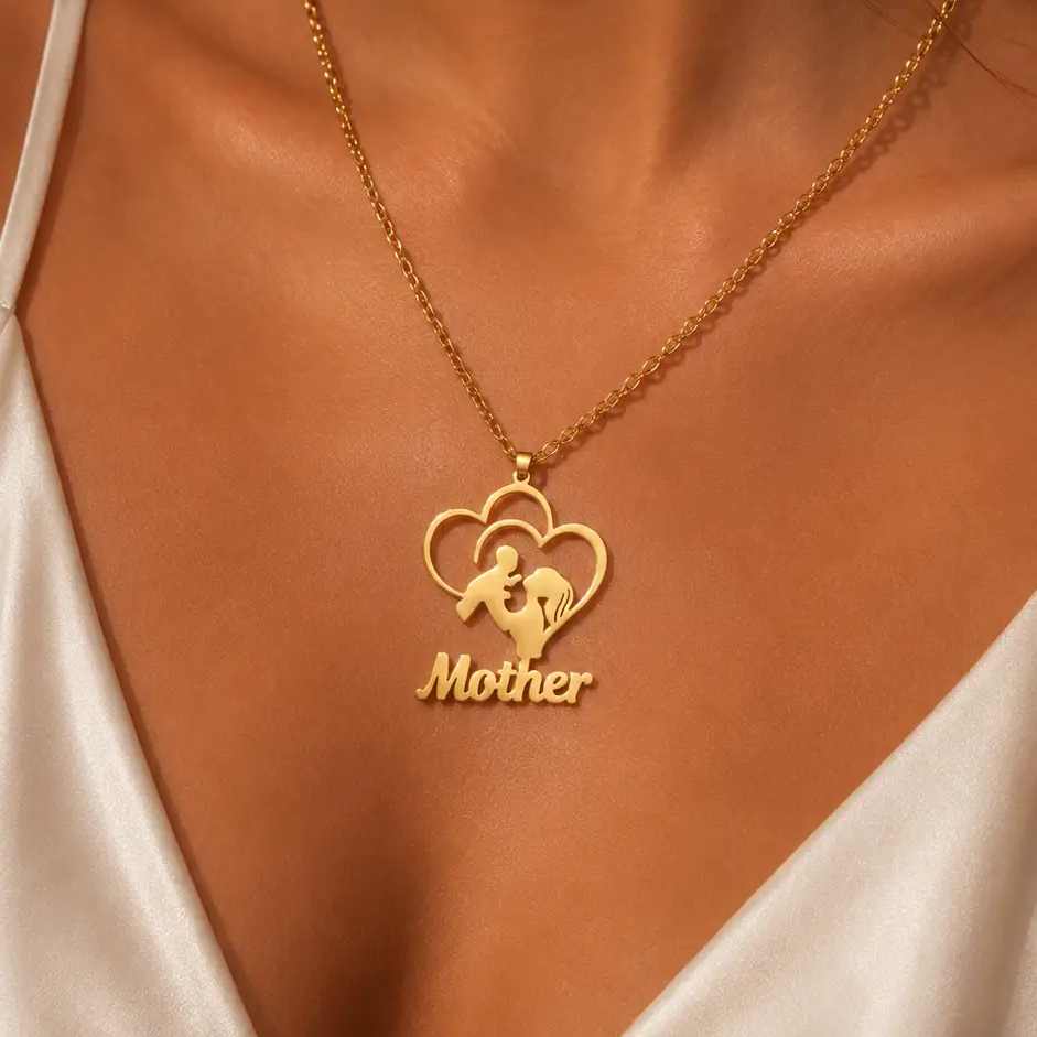 365 New Arrival Custom Name Necklace Personalized Stainless Steel Pendant Necklace for Women Mother Family Jewelry Birthday Gift by Hegichi