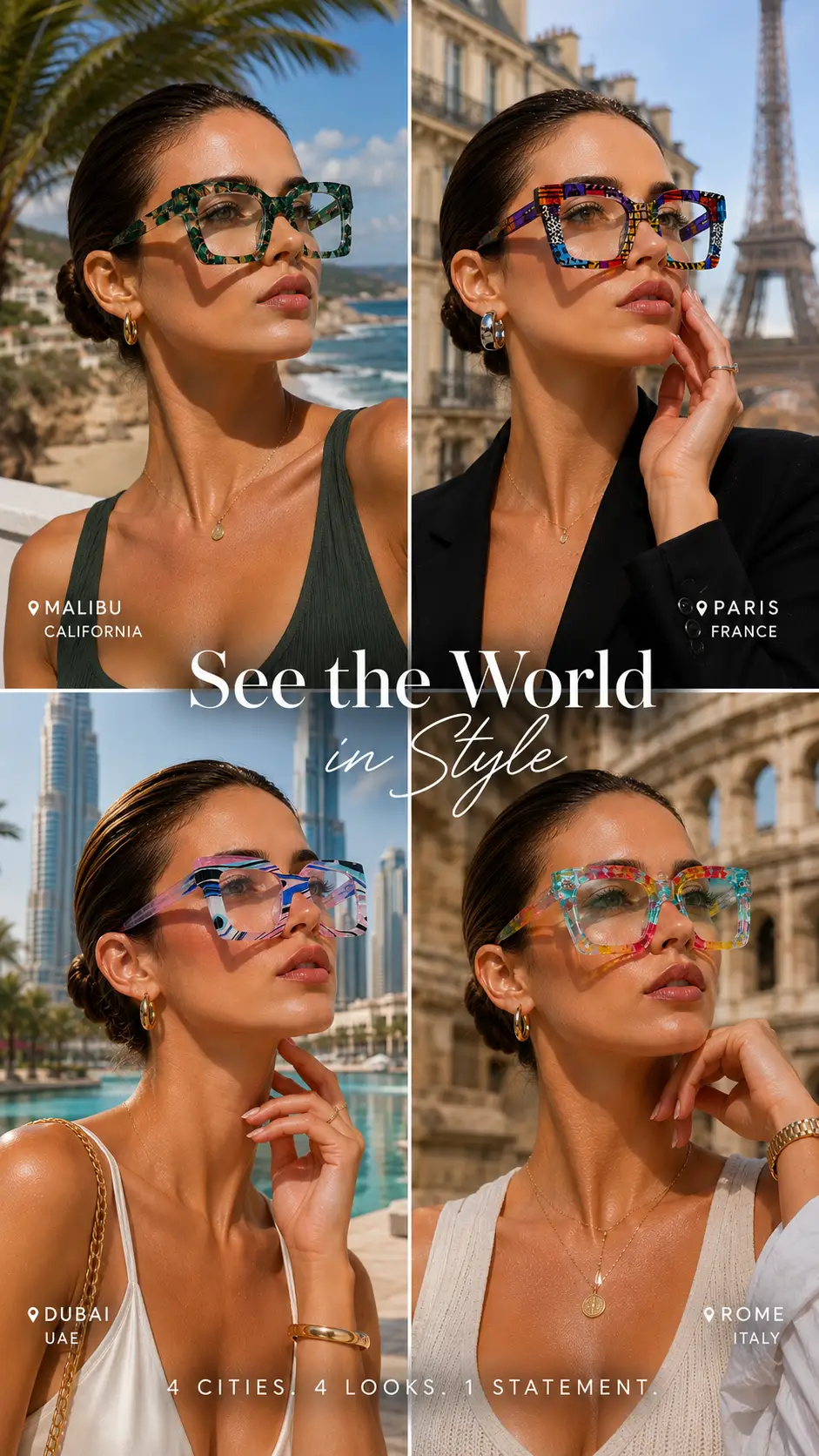Oversize Colorful Stripe Collection Glasses Polycarbonate Frame Limited Edition by Hegichi