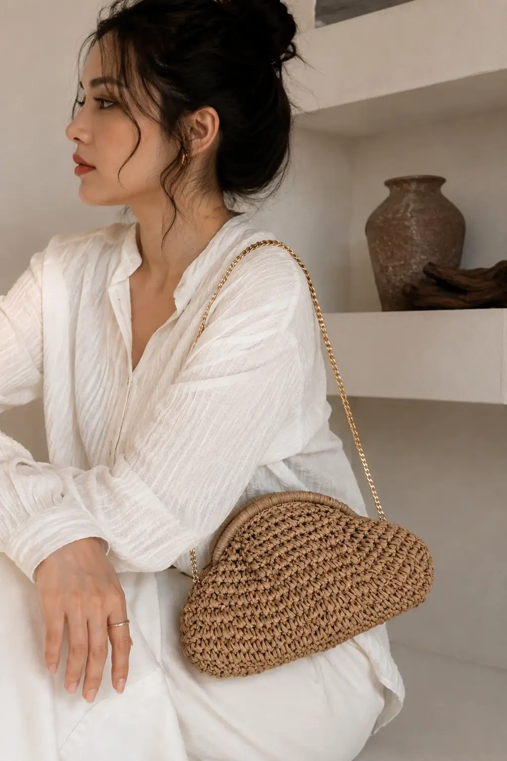 Straw Weave Crossbody Bag Luxury Collection by Hegichi