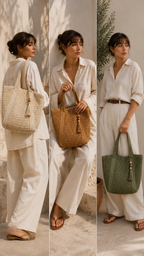 Raffia Straw Tote Bag Handwoven Exclusive Summer Collection by Hegichi