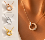 Stainless Steel Cubic Zirconia Dual Hoop Pendant Necklace by Hegichi