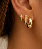 Limited Vintage Stainless Steel Zircon Hoop Earrings Set Three Pair by Hegichi