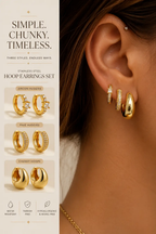 Limited Vintage Stainless Steel Zircon Hoop Earrings Set Three Pair by Hegichi