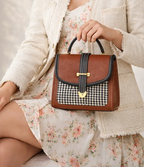 Vegan Leather Handbag – Handmade French Structured Mini Bag with Gold Clasp Closure by navichi