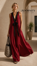 Long Dress Polyester Lace Up Collection Exclusive Edition by Adornity